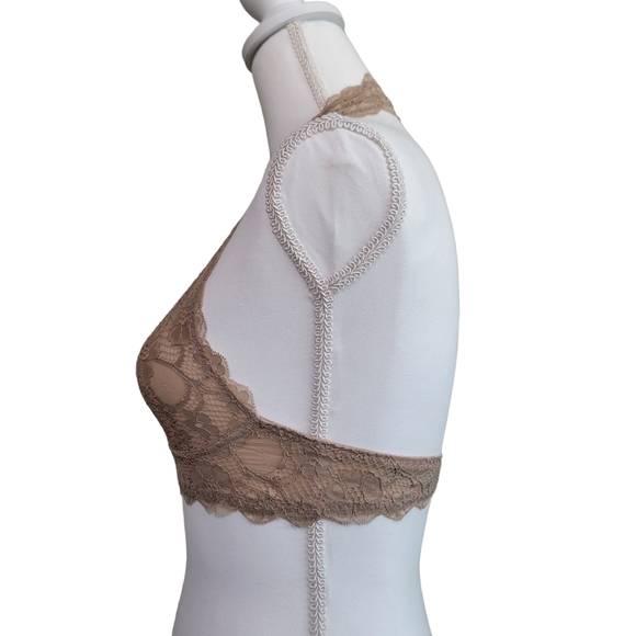 Intimately Free People Galloon Lace Halter Bralette in Tan or Nude - Picture 3 of 5